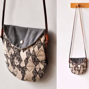 Bookhou grey triangle canvas crossbody pocket bag